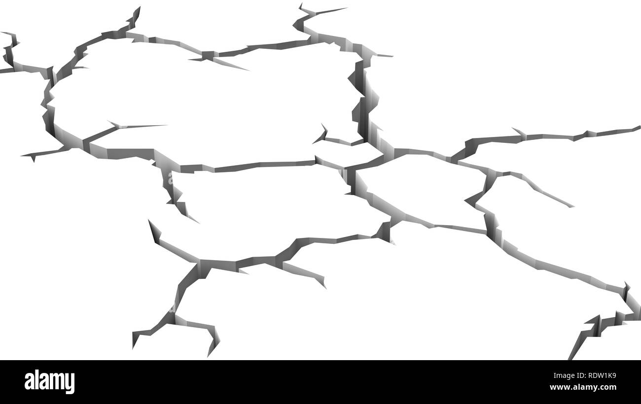Crack in White Surface 3D Illustration Stock Photo