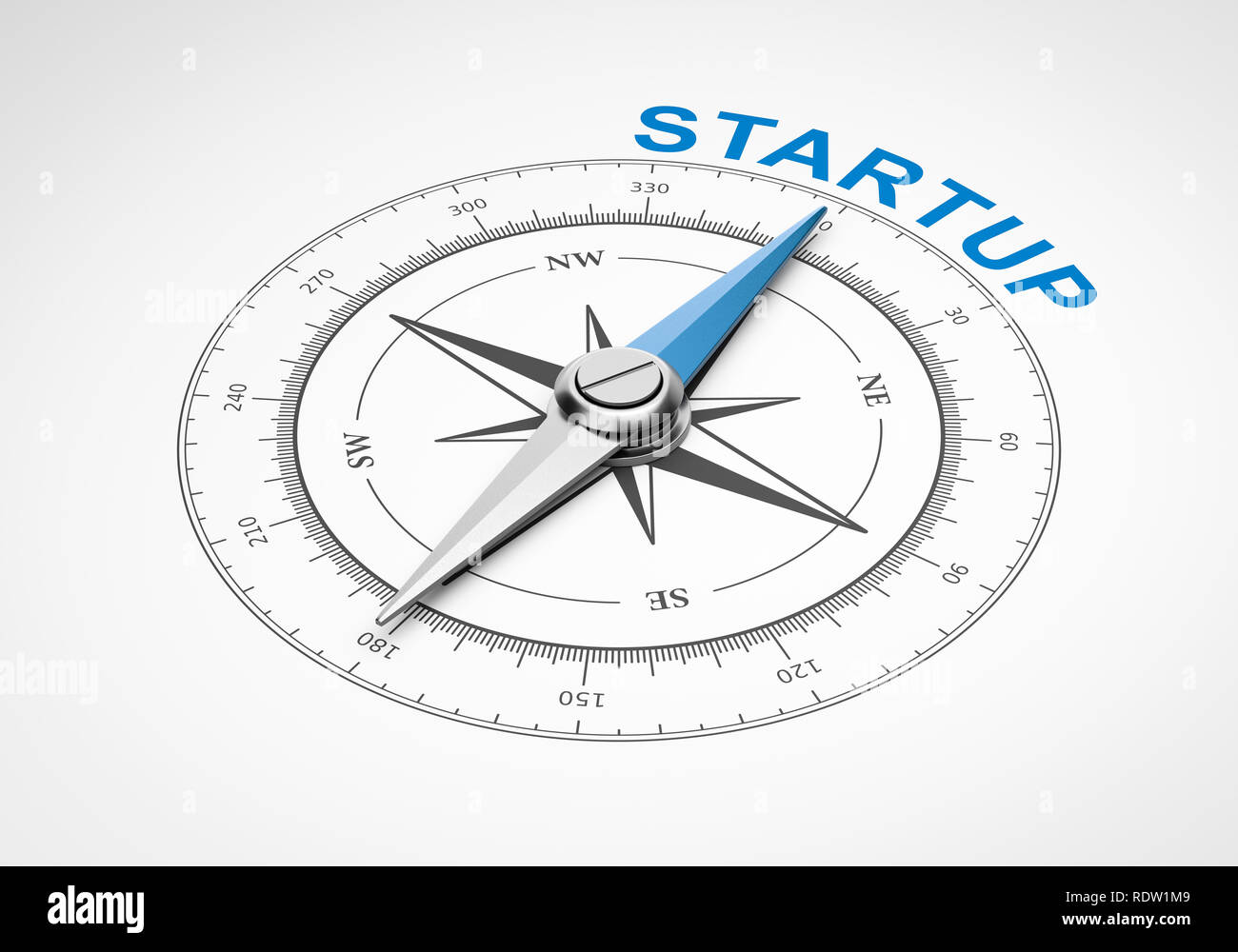Blue compass only on white background (done in 3d rendering Stock Photo -  Alamy
