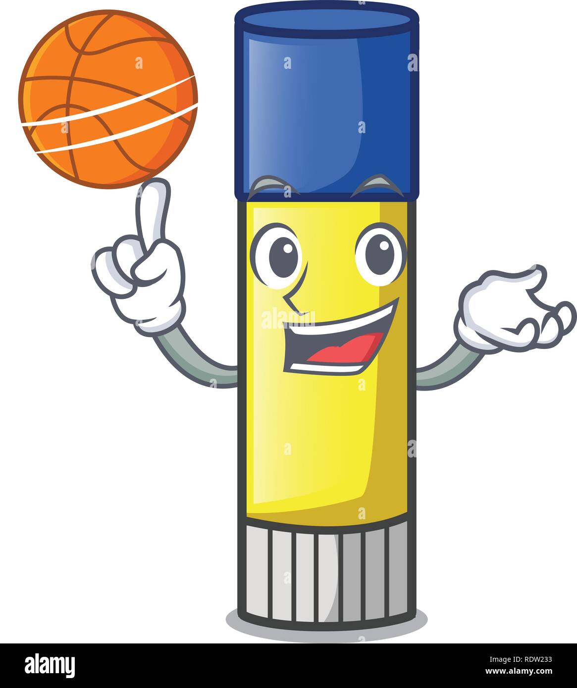 With basketball glue stick in the cartoon shape Stock Vector