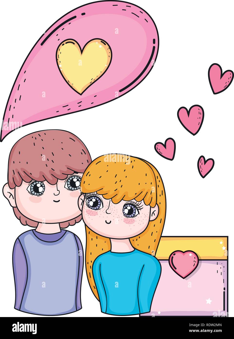young lovers couple with hearts floating Stock Vector Image & Art - Alamy