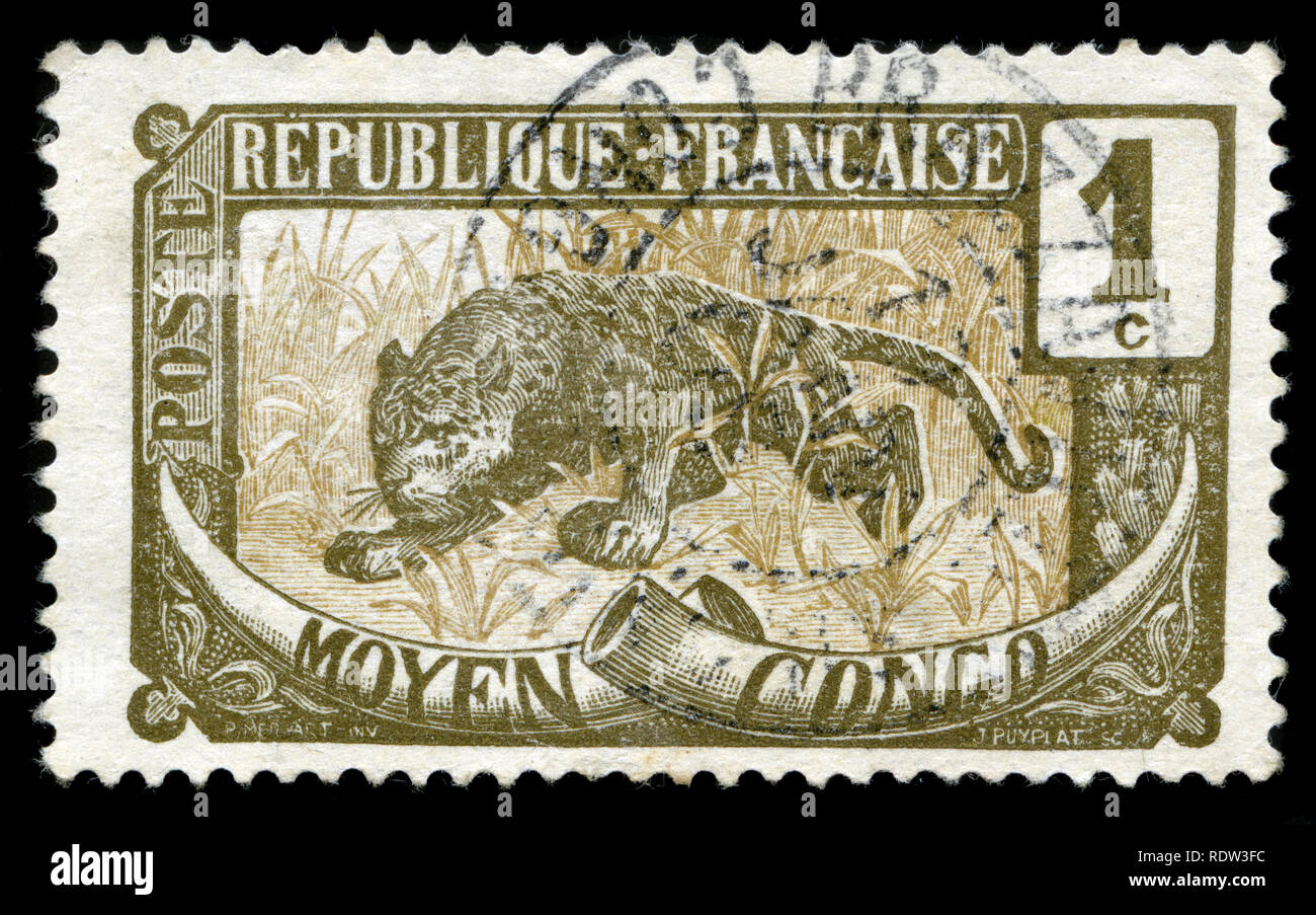 Postage stamp from French Congo issued in 1907 Stock Photo