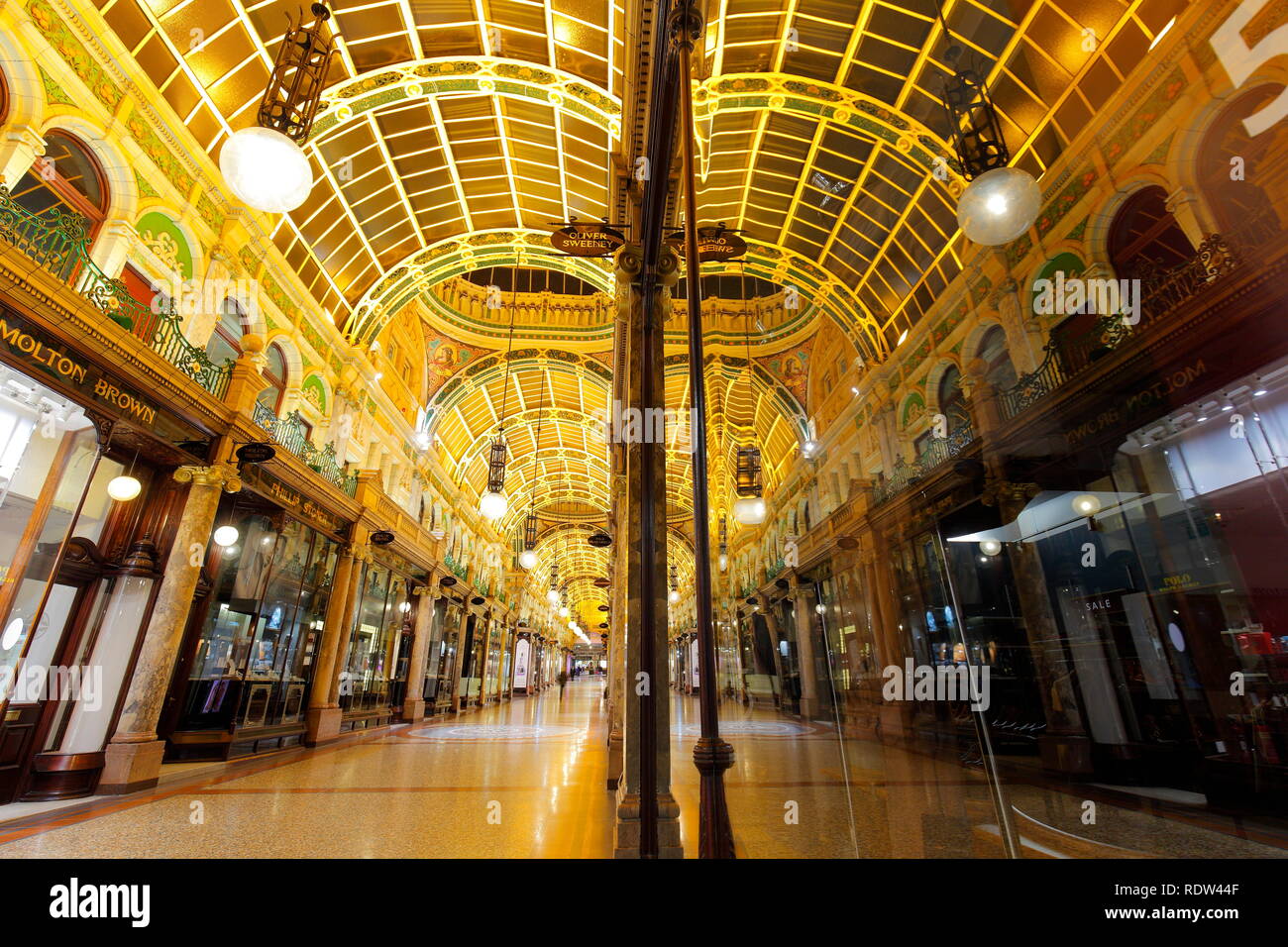 County Arcade is part of the Victoria Quarter Shopping Complex in Leeds. Stock Photo