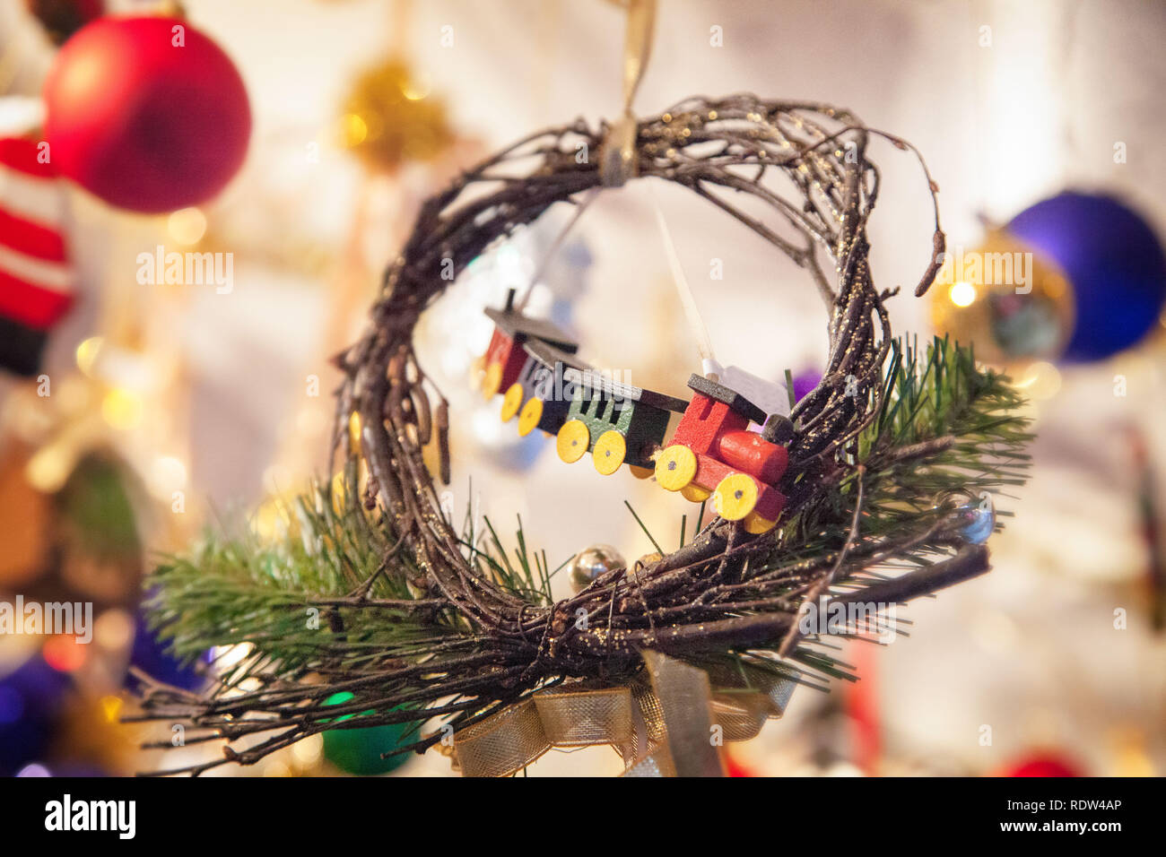 Christmas train tree ornament Stock Photo