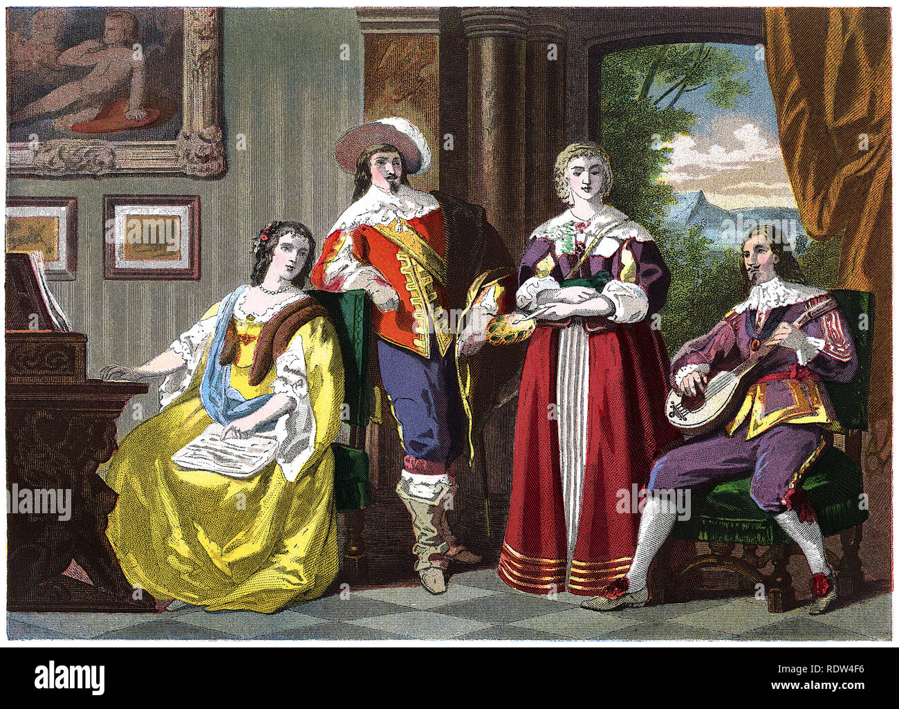 Cavalier Costumes, Time of Charles II. A.D. 1670 Stock Photo