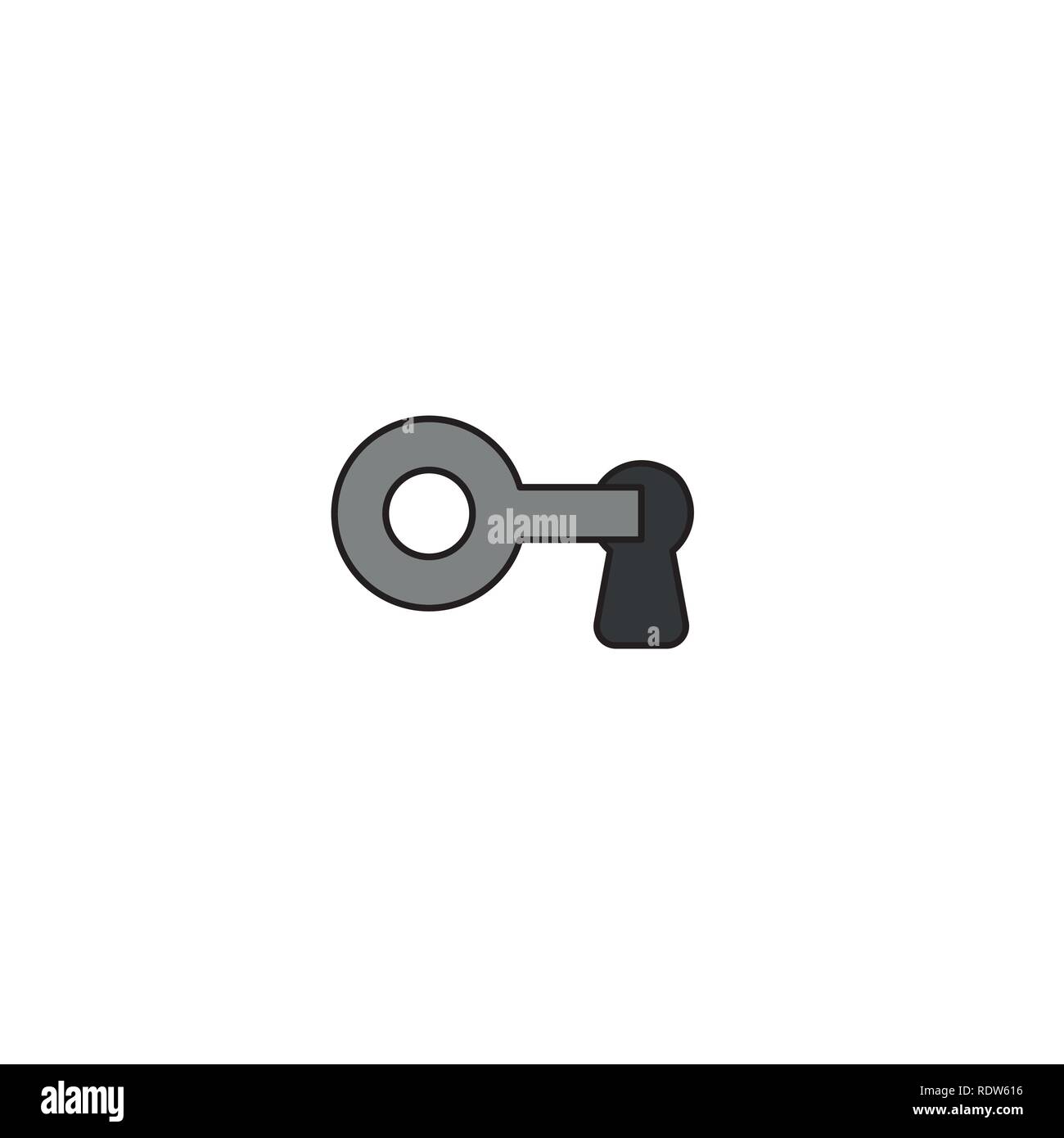 Vector illustration icon concept of key into keyhole, lock or unlock