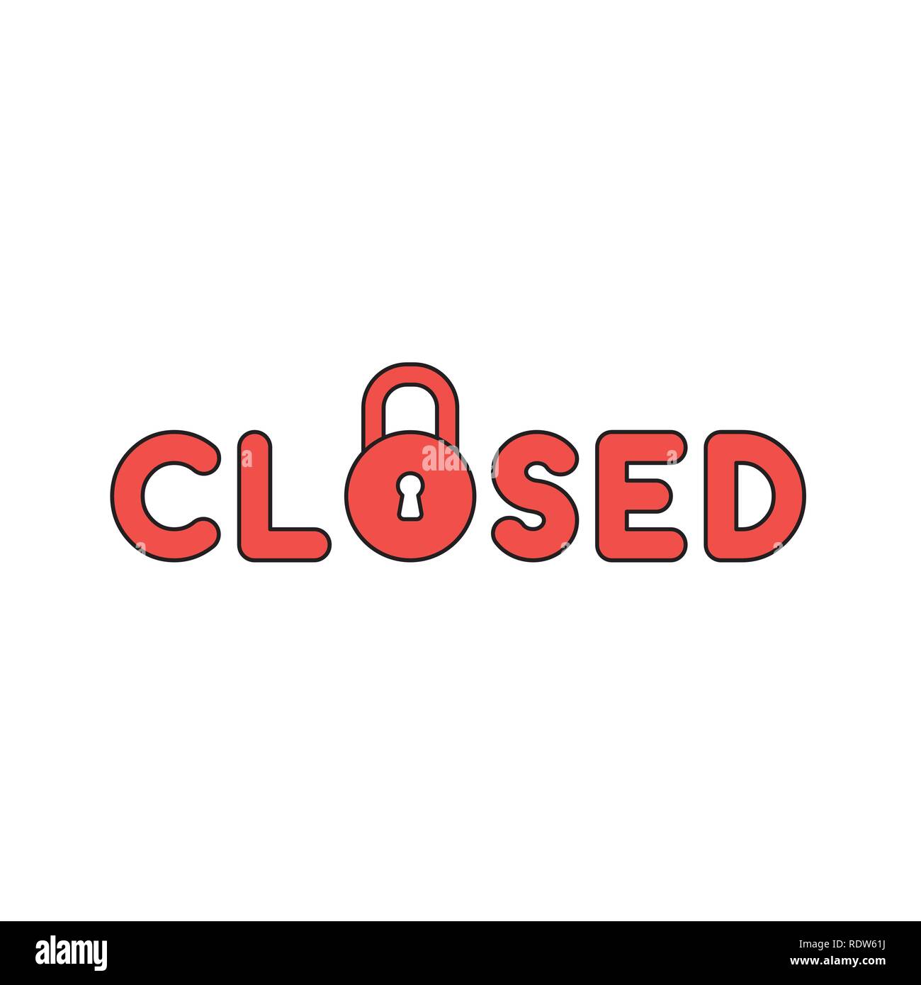 Vector illustration icon concept of closed word with closed padlock