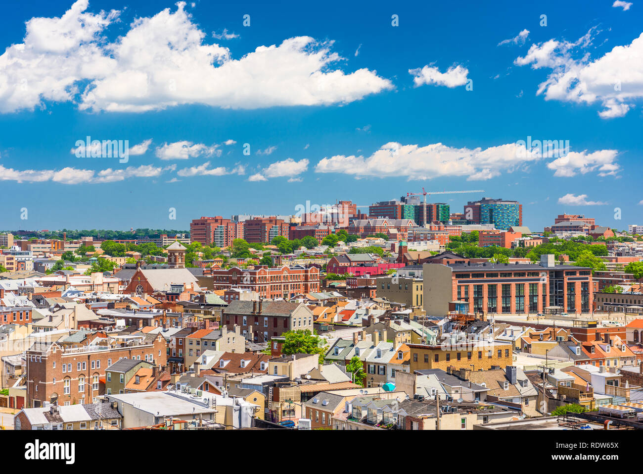 Baltimore, Maryland, USA cityscape overlooking little italy and neighborhoods. Stock Photo