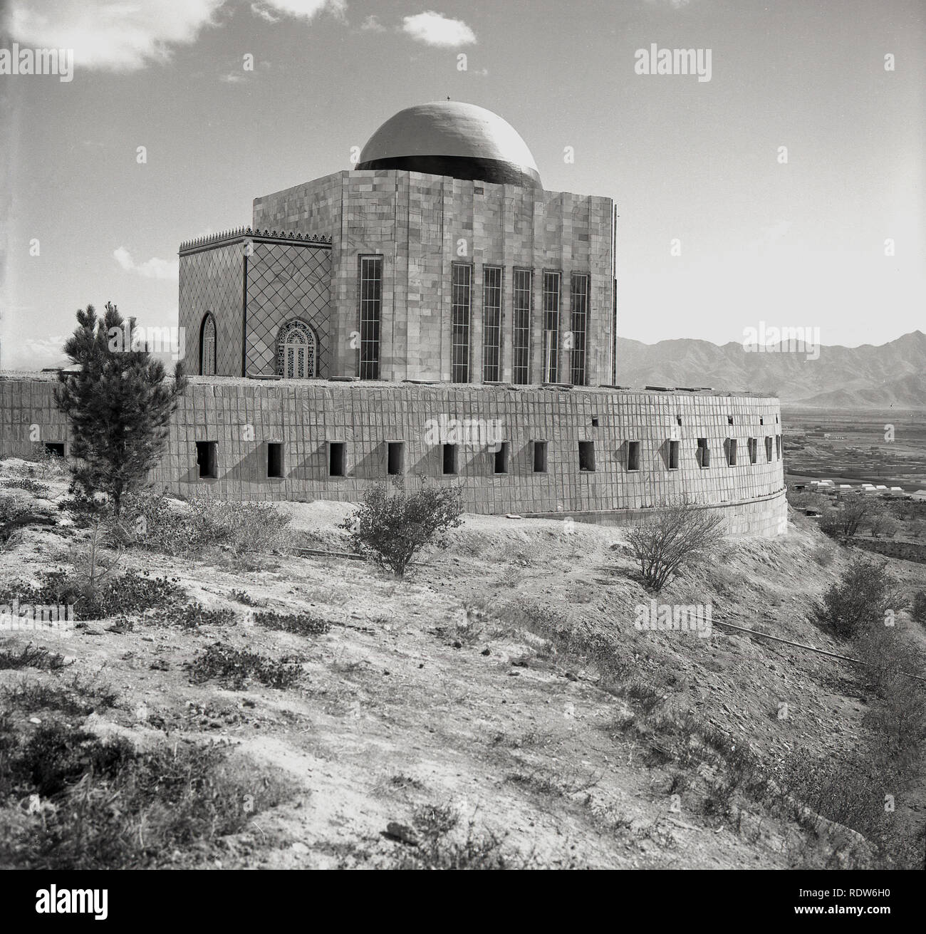 1950s, Afghanistan, newly constructed Mosque built on hiliside. Stock Photo