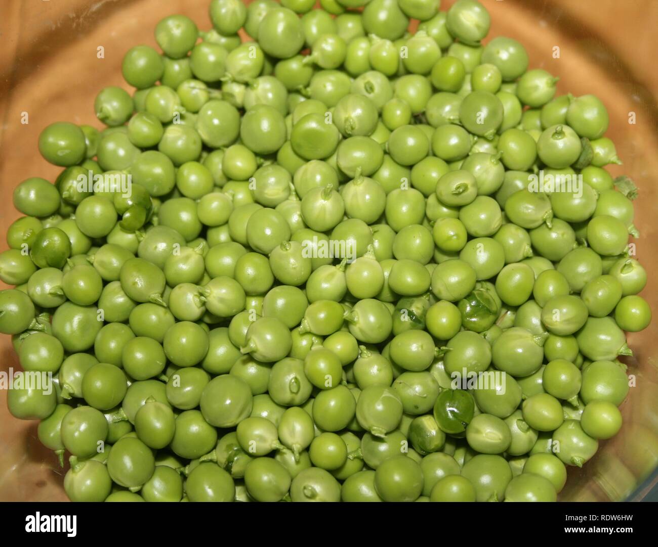A Dishful of Fresh Peas Stock Photo