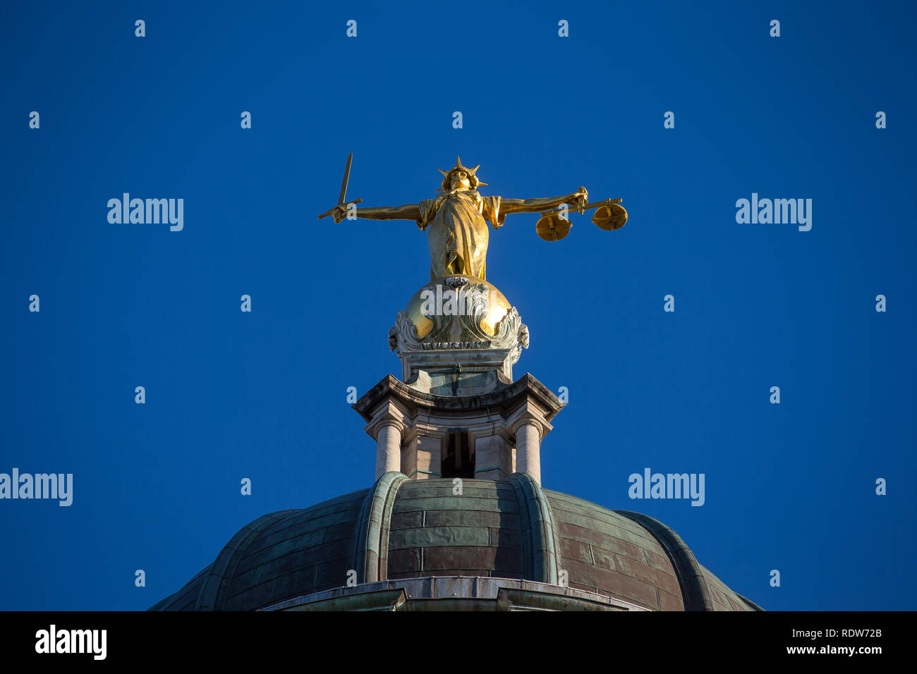 Lady Justice statue on top of The Old Bailey, Central Criminal Court