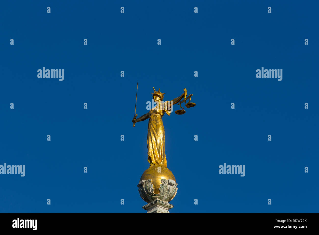 Lady Justice statue on top of The Old Bailey, Central Criminal Court