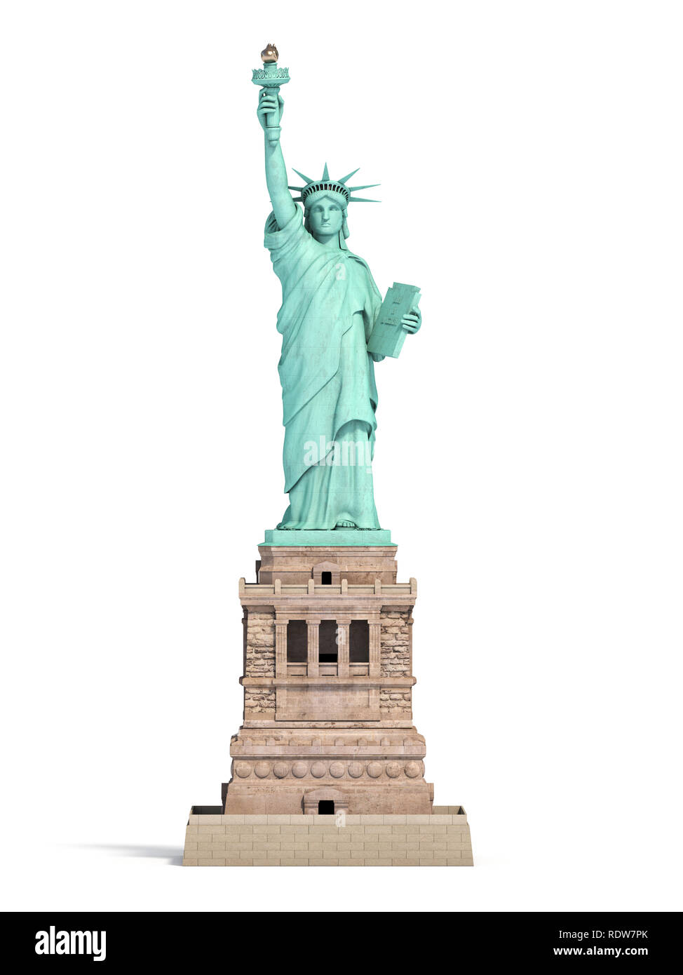 Statue of Liberty in New York City, USA  isolated on white. 3d illustration Stock Photo