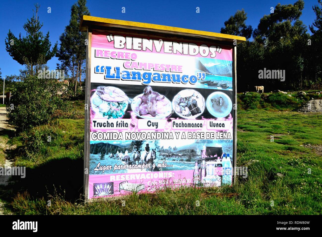 Traditional restaurant in Humacchuco  - National park HUASCARAN. Department of Ancash.PERU                    Stock Photo