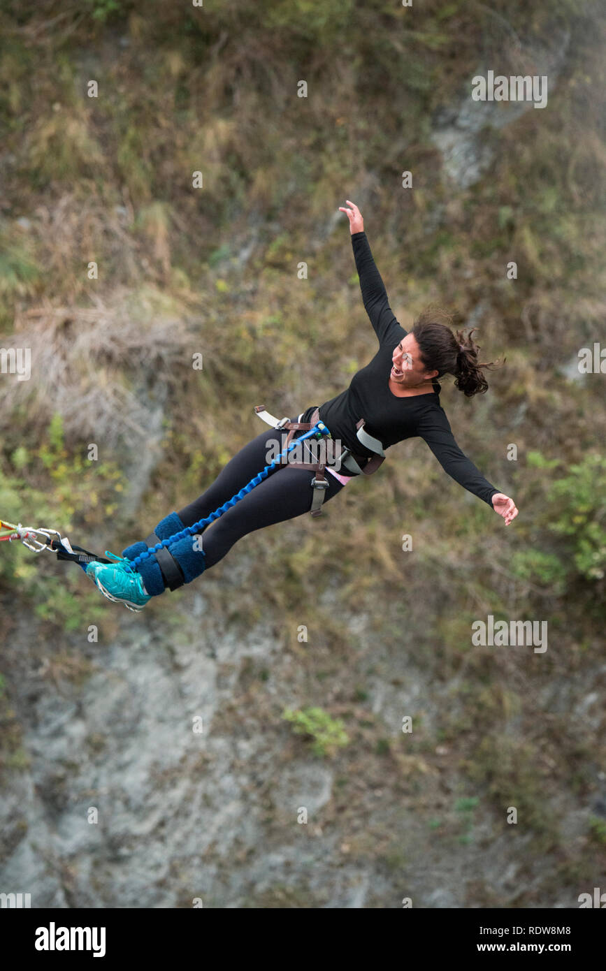 Known for creating bungy jumping, the AJ Hackett Bungy Kawarau Bungy Centre is a popular destination for adventure activities located in the Kwarau Go Stock Photo