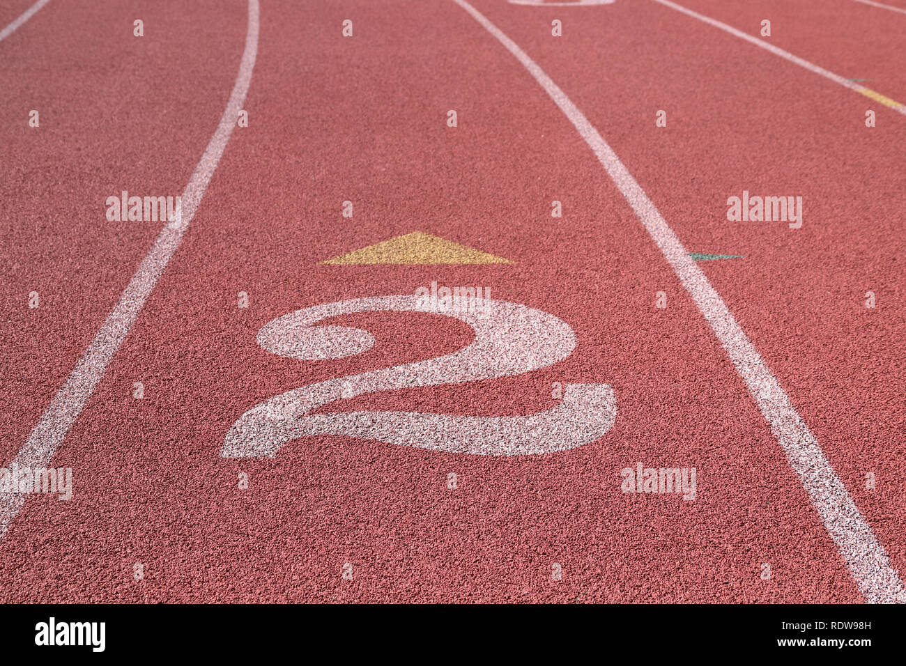 Track and Field Race Course Lane 2 Stock Photo