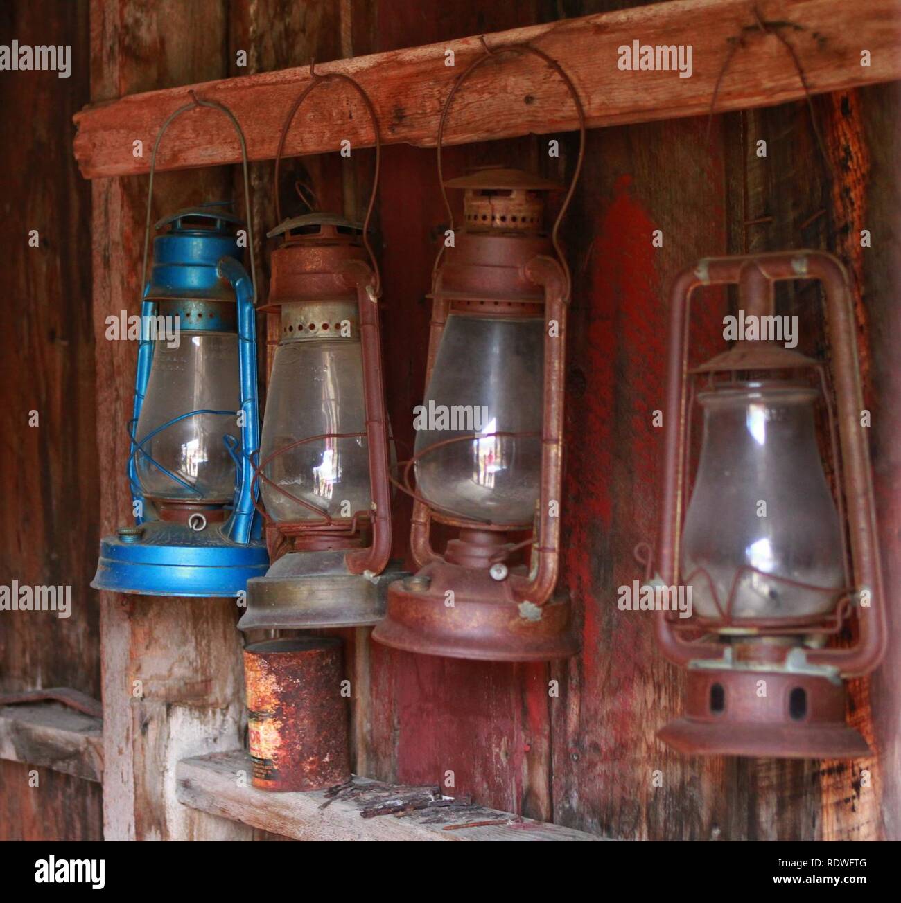 Antique Oil Lanterns Stock Photo Alamy