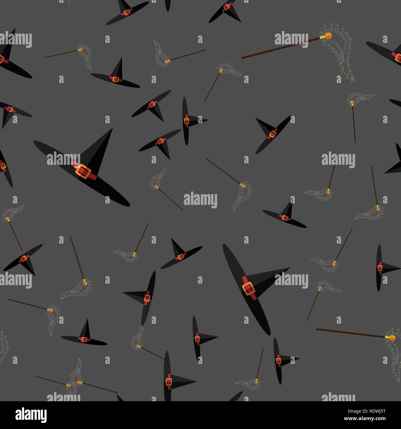 Halloween vector seamless pattern with witch hats and and magic wand 10 ...