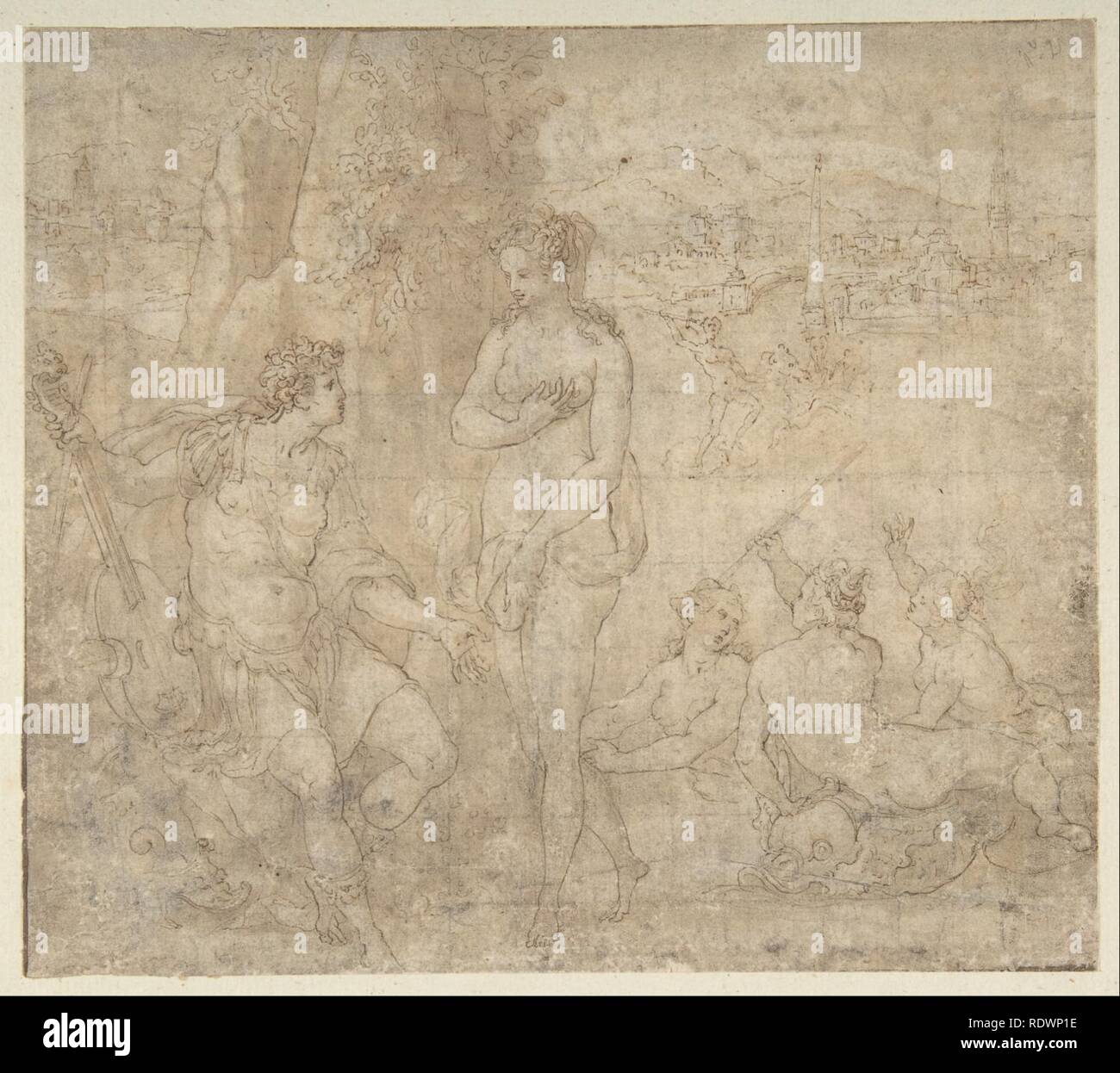 Apollo Nymph Apollo and Galatea in a Landscape with Neptune and Three Nymphs Stock ...