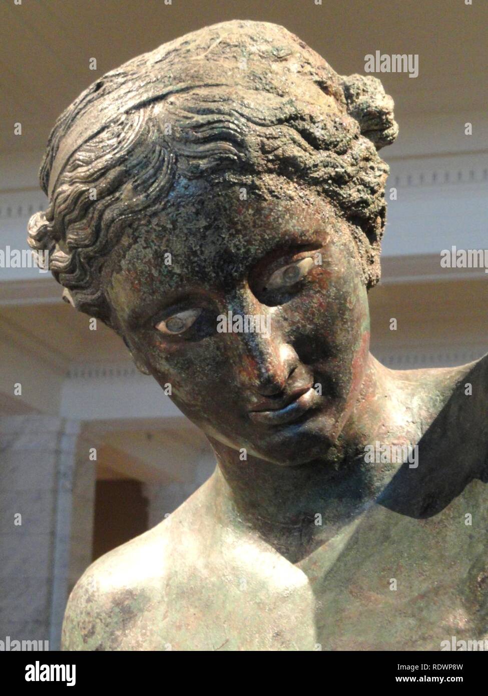 Apollo Sauroktonos attributed to Praxiteles - head - Cleveland Stock Photo