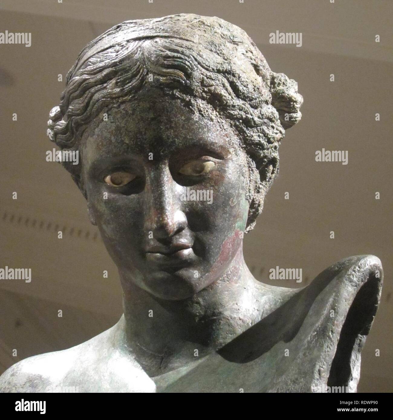 Apollo Sauroktonos attributed to Praxiteles (head). Stock Photo