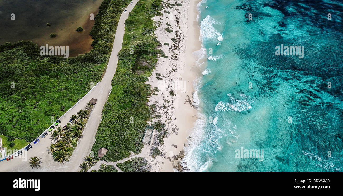 Beautiful old school Light house drone shots different views Mexico Island Cozumel Stock Photo