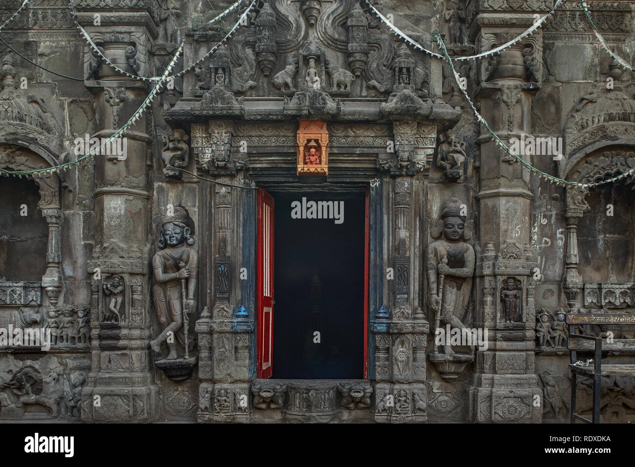 30 Jan 2008 Trishund Mayureshshwar Ganesh Temple at Somawar Peth Pune Maharashtra India Stock Photo