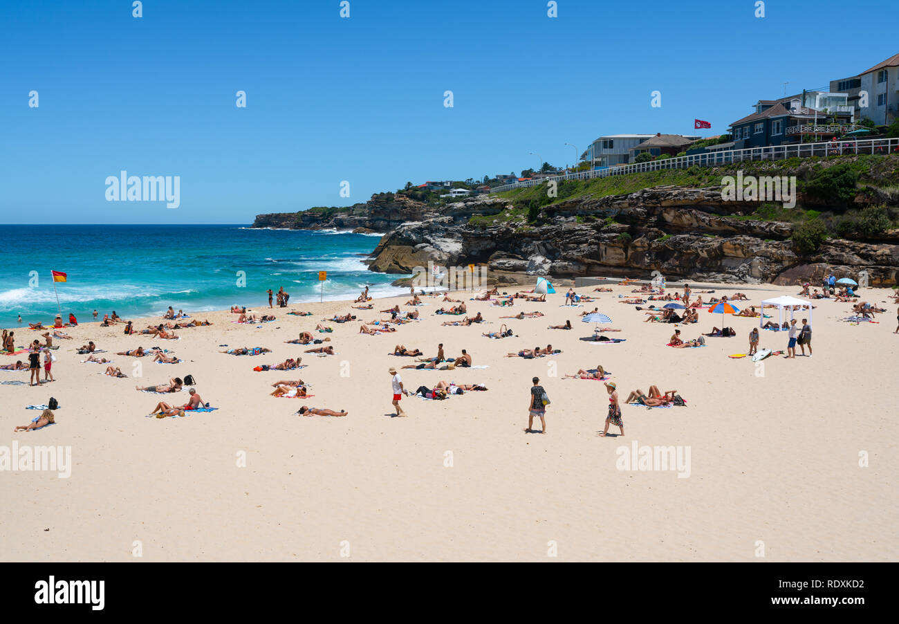 24th December 2018, Tamarama Sydney Australia: people enjoying hot sunny summer day on Tamarama beach in Sydney NSW Australia Stock Photo