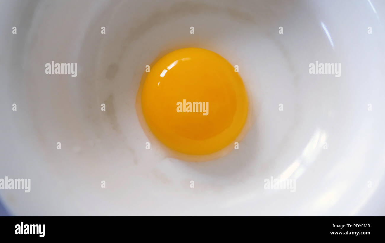chicken egg in a plate closeup on yolk Stock Photo Alamy