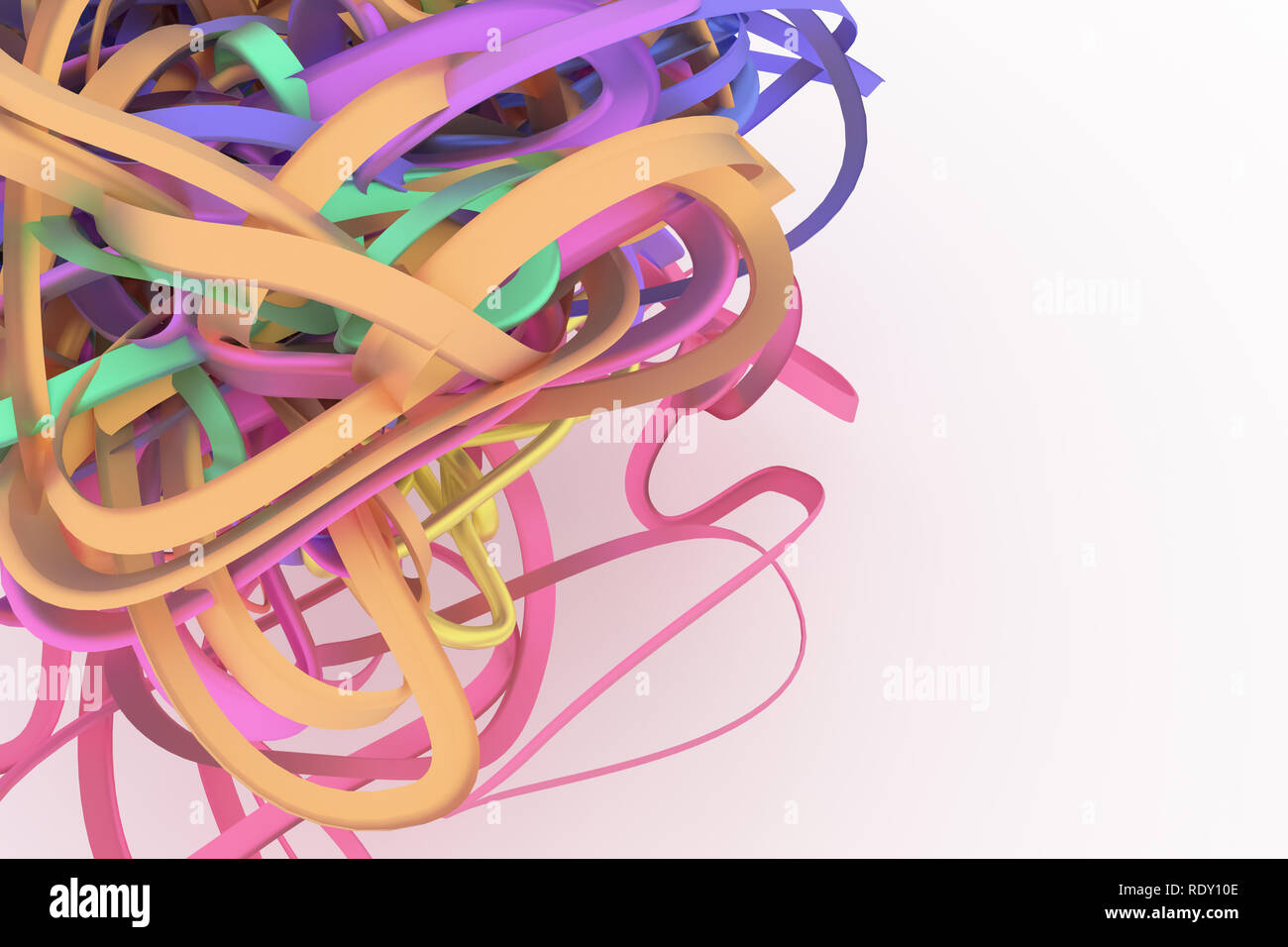 Messy String Map Colorful 3D rendering. Abstract geometric bunch of messy string, CGI ...