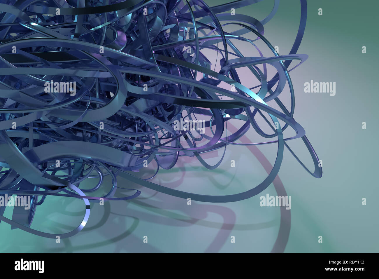 Messy Texture Renders Colorful 3D rendering. CGI composition, bunch of messy string geometric ...