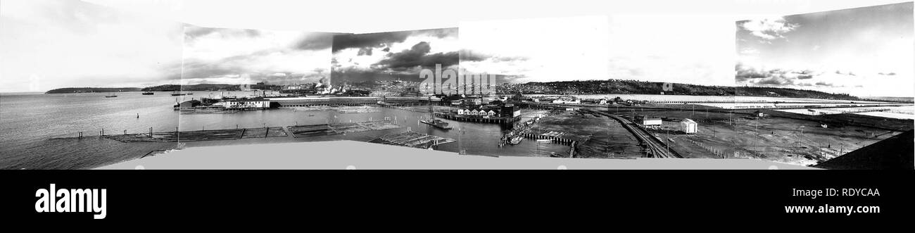 Asahel Curtis panorama from Centennial Mill showing Seattle in 1902. Stock Photo