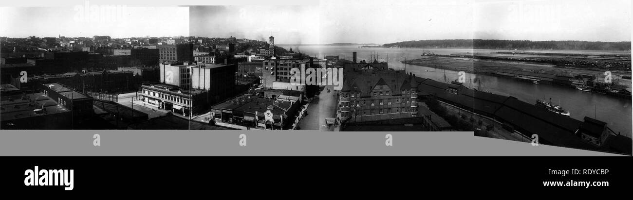 Asahel Curtis panorama of Tacoma manufacturing district and tide flats, 1912. Stock Photo