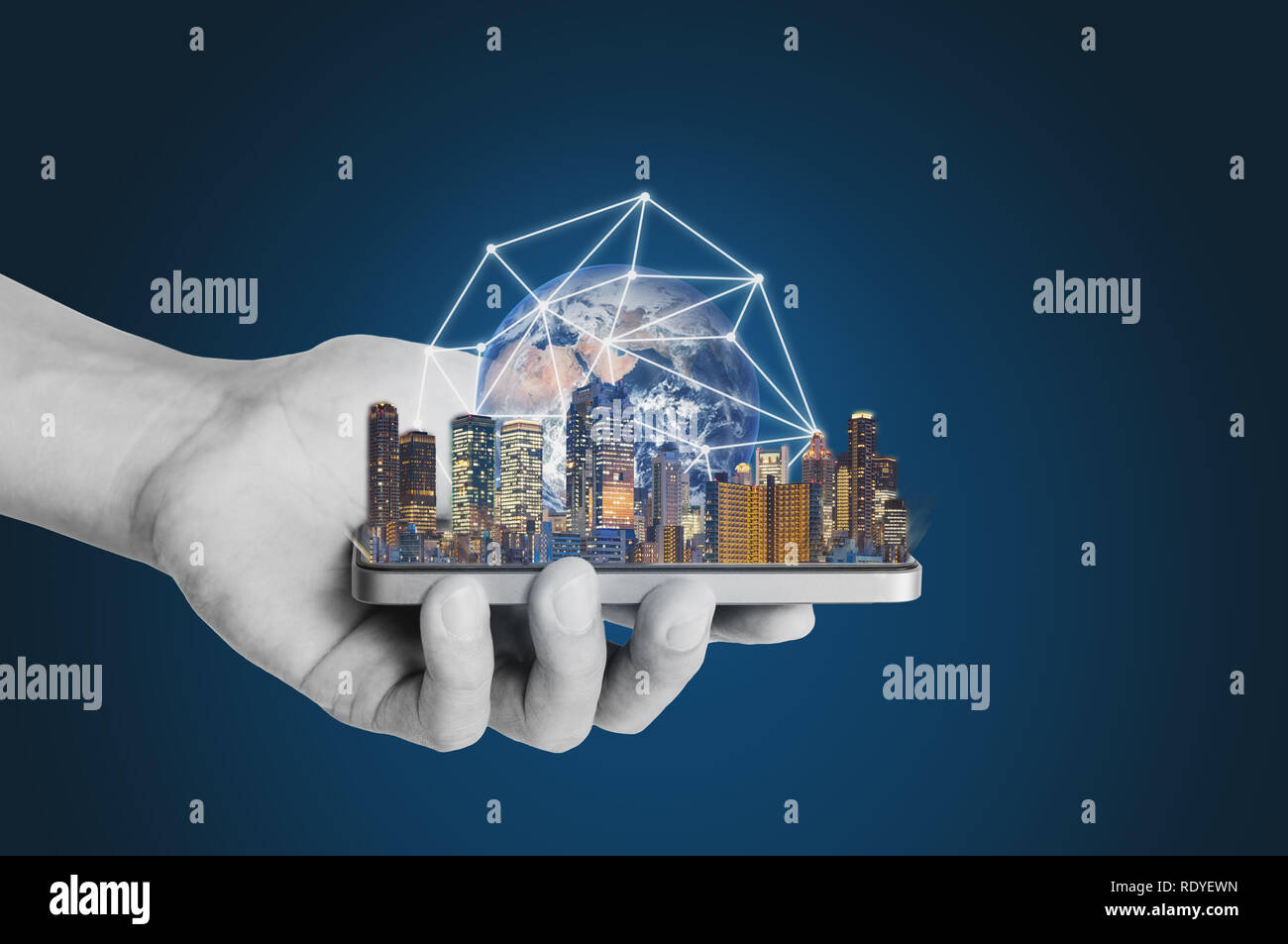 Smart technology, smart city and network technology. Element of this image are furnished by NASA Stock Photo