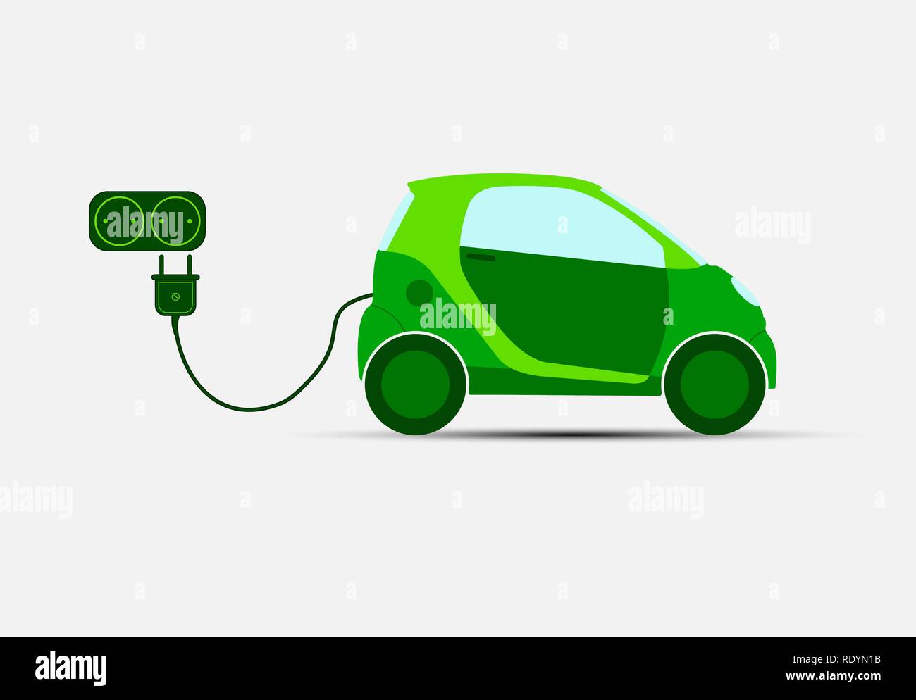 Green electric car with transport for charging and socket. ecological ...