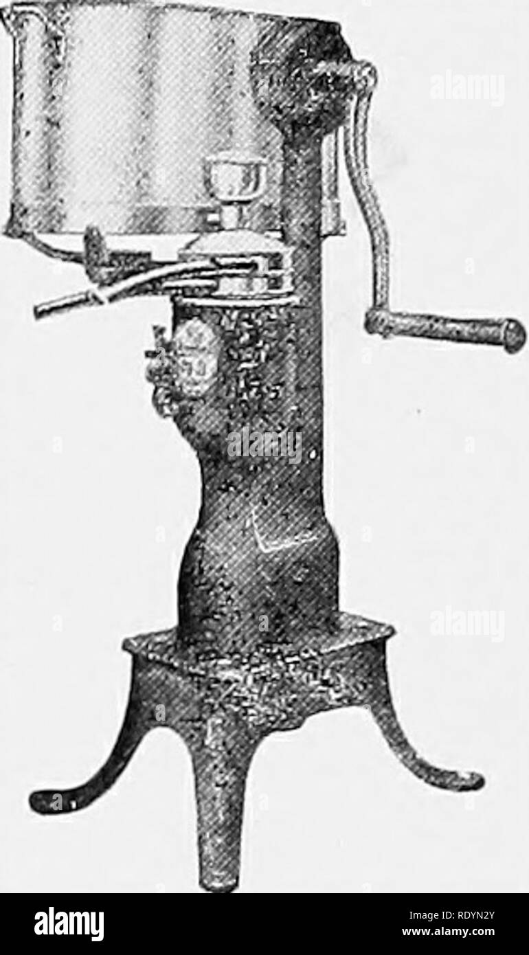 . Principles and practice of butter-making; a treatise on the chemical and physical properties of milk and its components, the handling of milk and cream, and the manufacture of butter therefrom. Butter; Milk. DAIRYMAID AND BLUEBELL CREAM SEPARATORS. A Dairymaid or Bluebell cream separator will skim so closely that there is scarcely a trace of butter fat left in the skim-milk. Cleaaiag a Davymaid or Bhiebell is an easy job, for all parts are accessible; in fact these separators are unex- celled, and no dairyman can profitably be without one. The Dairymaid is a chain drive and the Bluebell is a Stock Photo