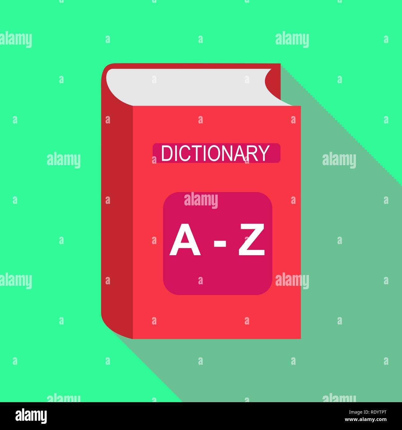 Flat color dictionary book icon, long shadow Stock Vector