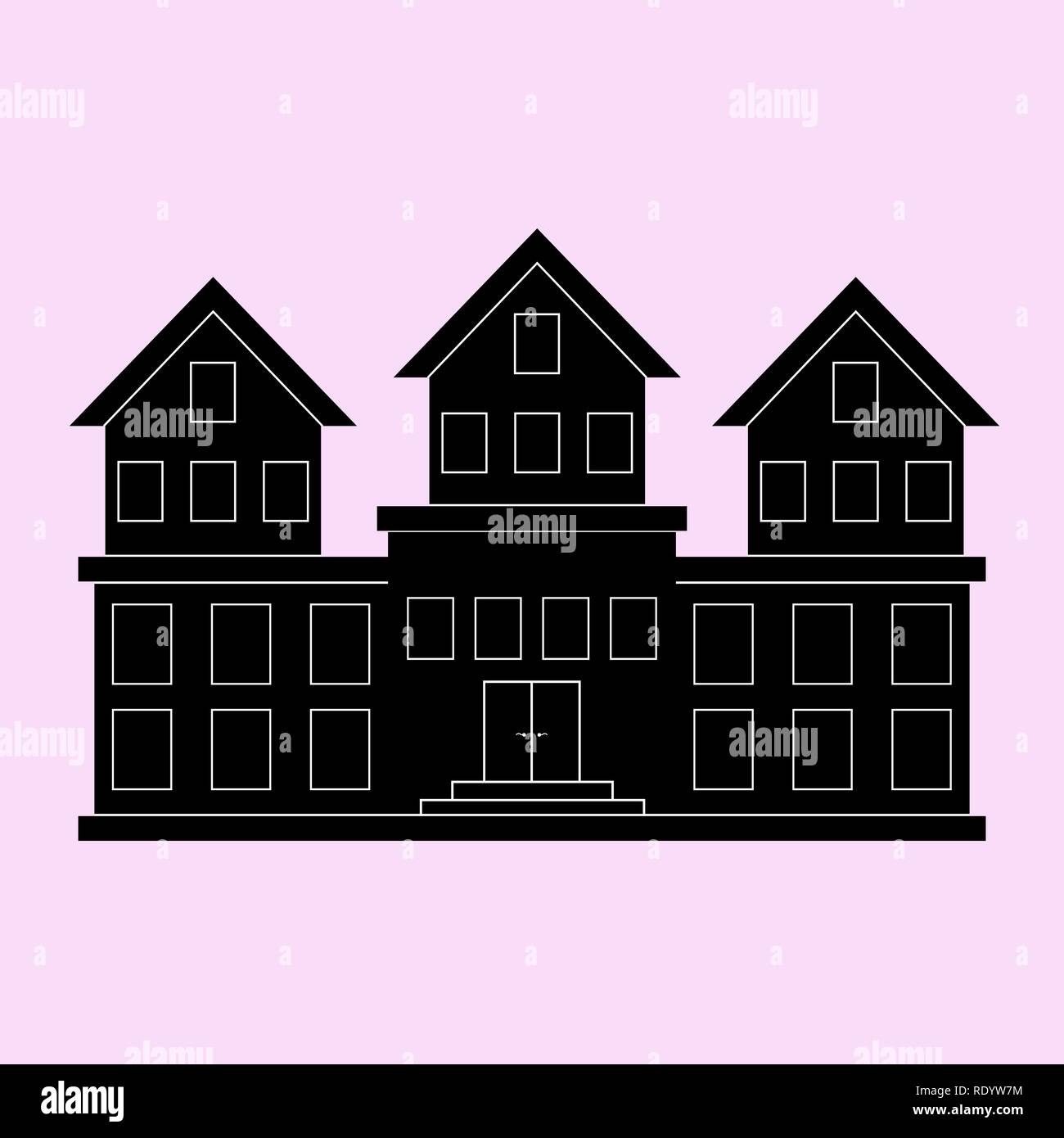 Office building simple icon, black and white style Stock Vector Image ...