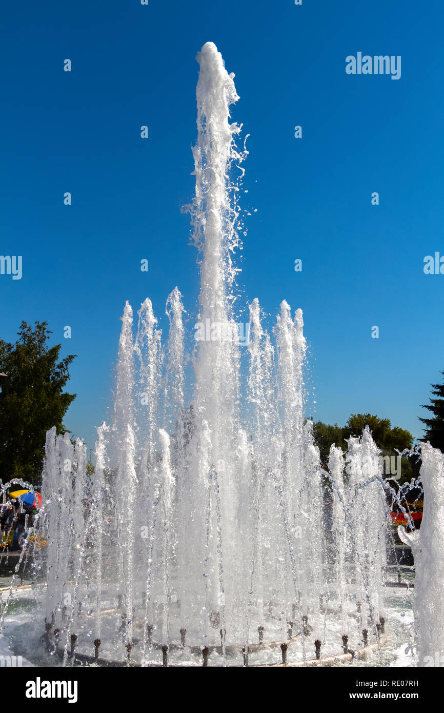 Beautiful fountain in the summer flower park Stock Photo - Alamy