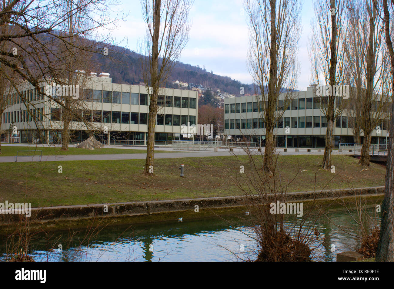 The 'Gymnasium Biel-Seeland' is a German speaking grammar school in the city of Biel, located directly at the lakeside. Photograph was taken at a Satu Stock Photo