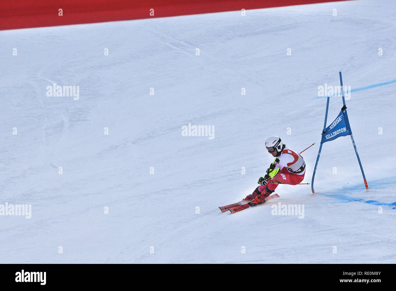 KILLINGTON, VT - NOVEMBER 24: Maryna Gasienica-Daniel of Poland in the finish area after the second run of the giant slalom. Stock Photo
