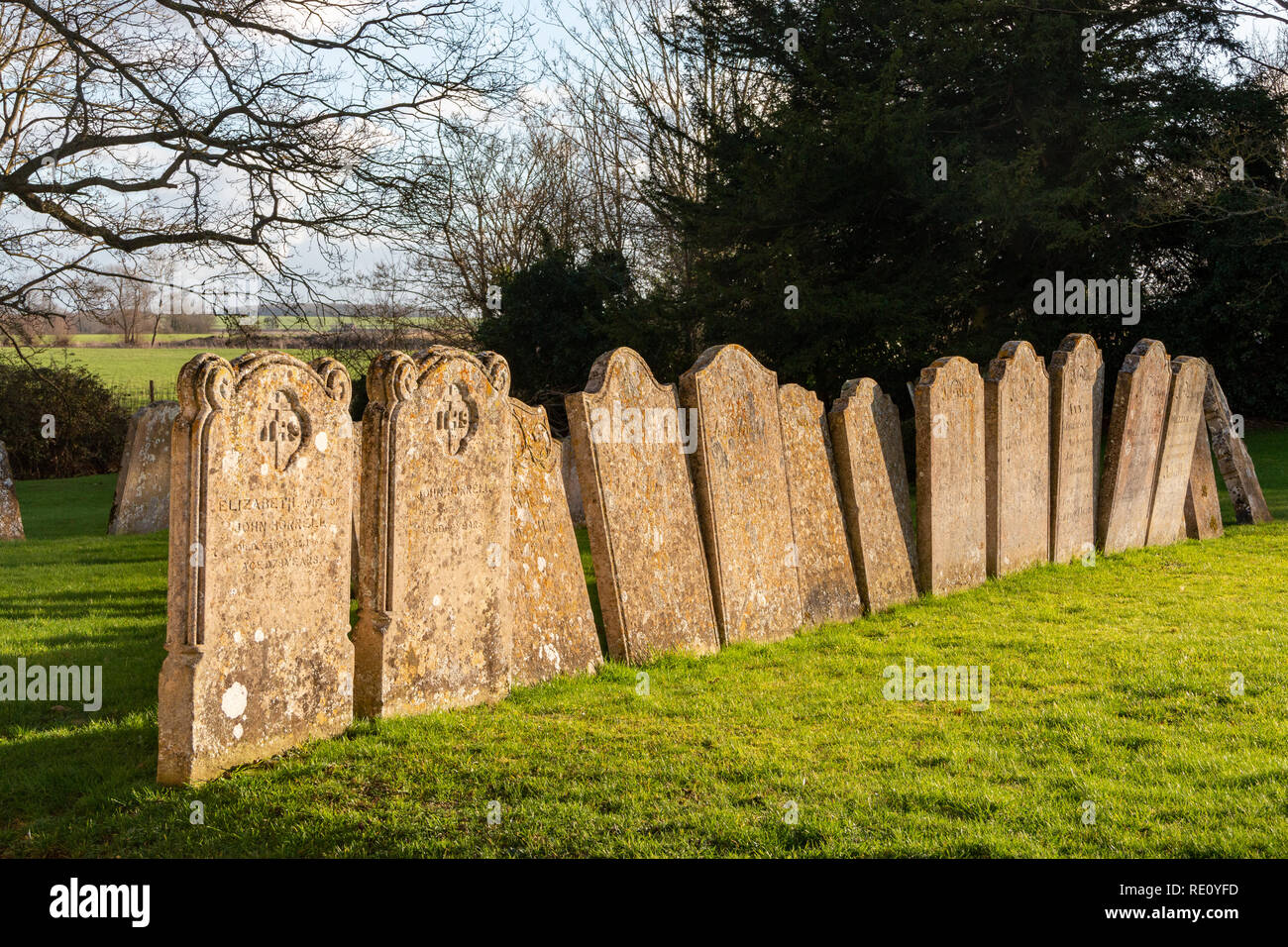 Row of Gravestones Stock Photo