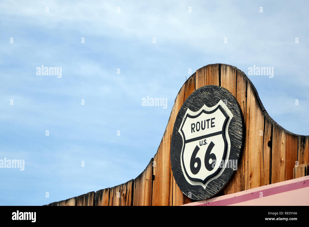 Route 66 sign with left copyspace Stock Photo