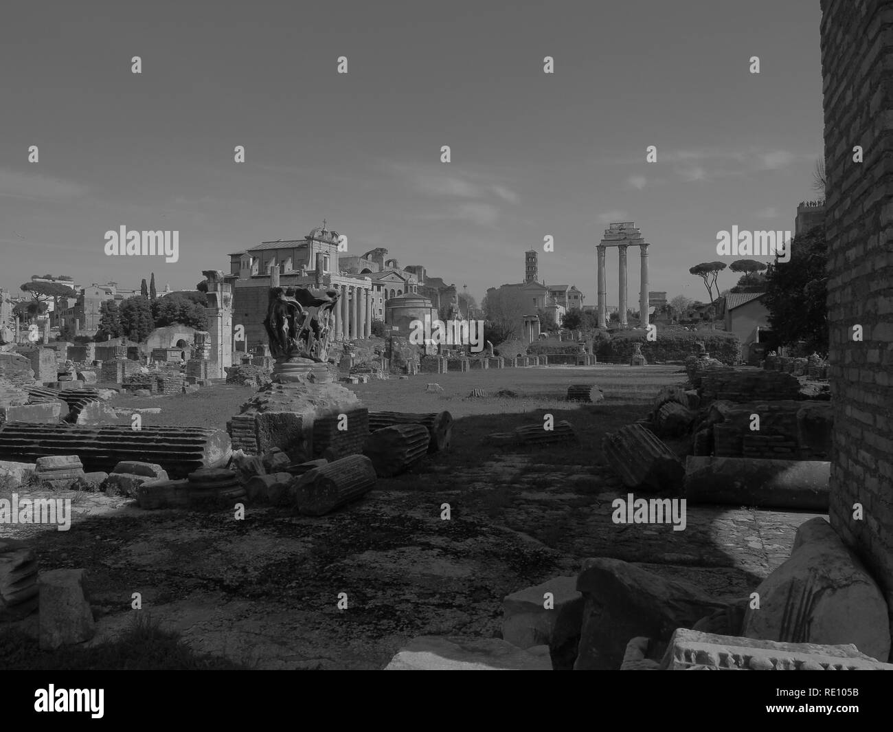 Roman Forum in Black and white - Rome - Italy Stock Photo