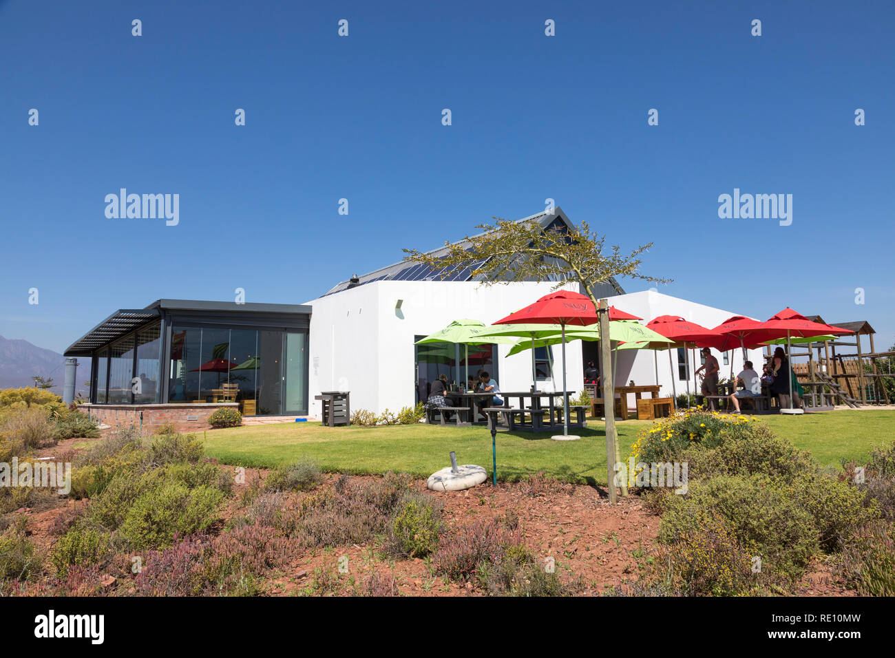 Nuy on the Hill Restaurant and Winery between Robertson and Worcester, Breede River Valley, Western Cape winelands, South Africa Stock Photo