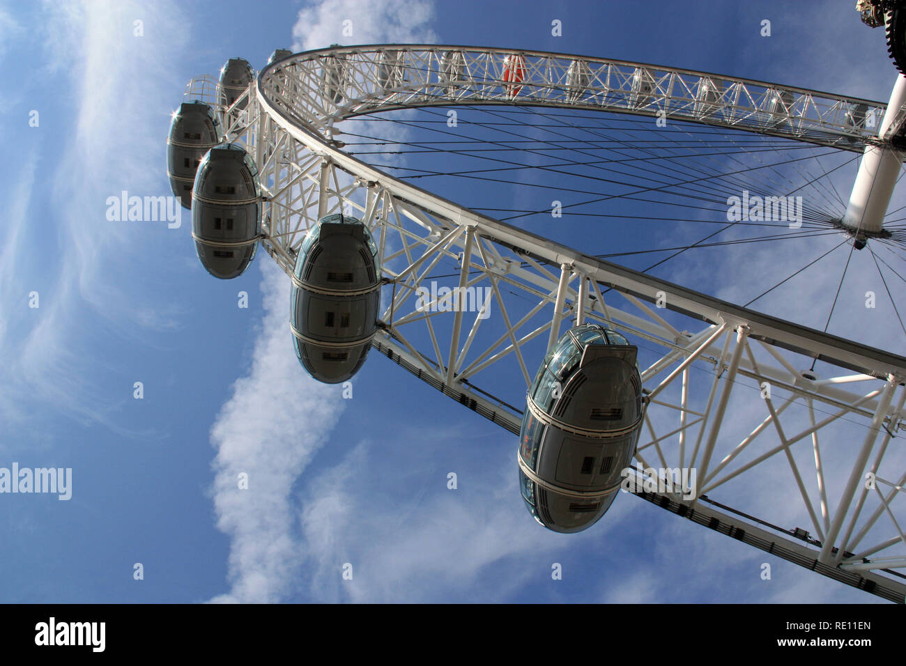Bottom to top view of the cantilevered observation wheel London Eye in