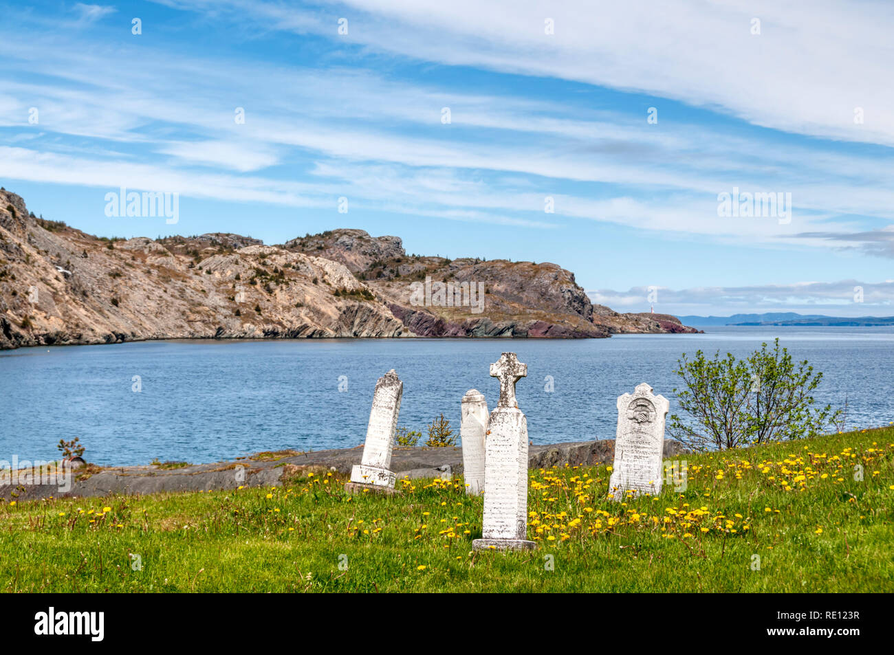 Graves in the churchyard of St George's, Brigus, Newfoundland. Stock Photo
