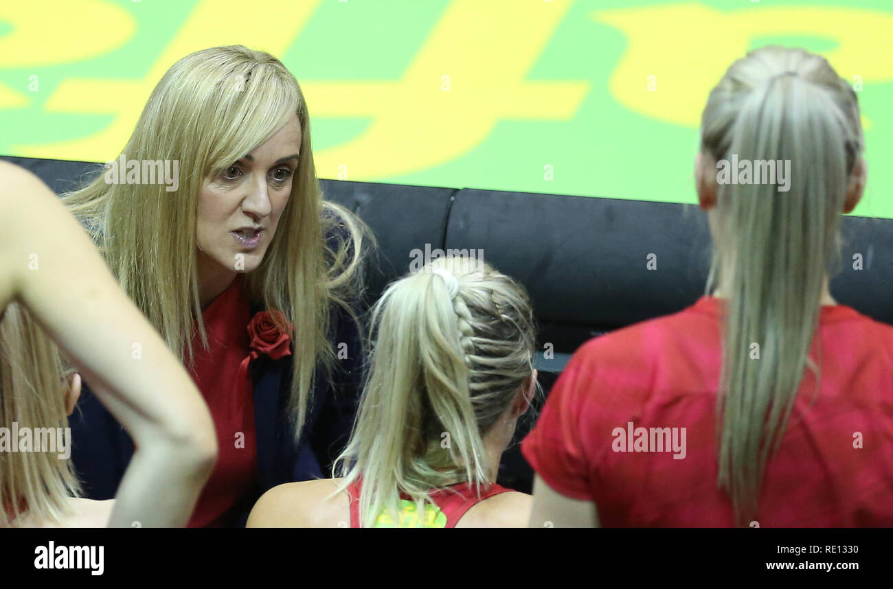 England Vitality Roses head coach Tracey Neville (left) during the ...