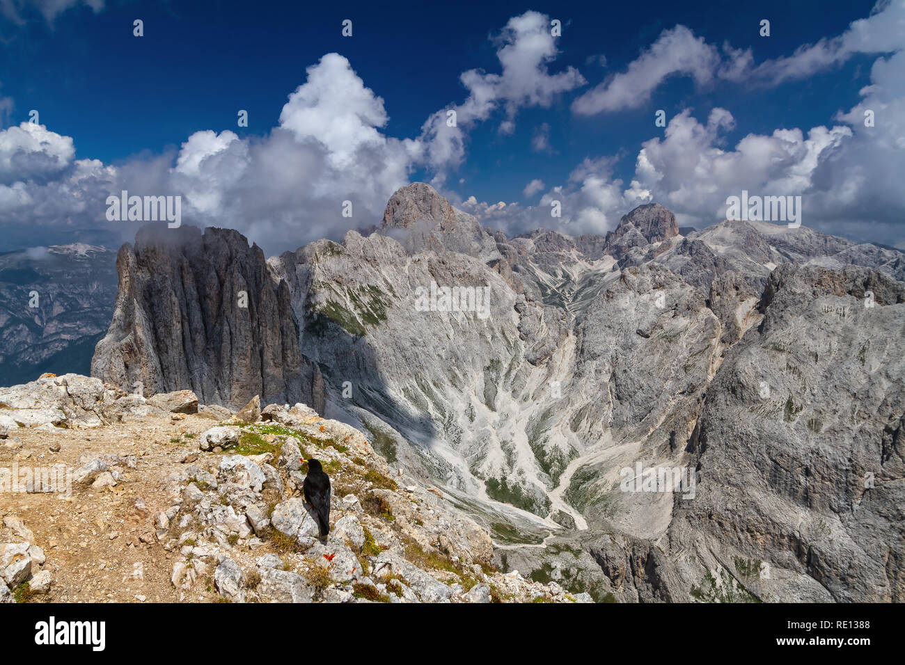 Dolomiti - Overview of Catinaccio group from Roda di Vael peak, Trentino, Italy Stock Photo