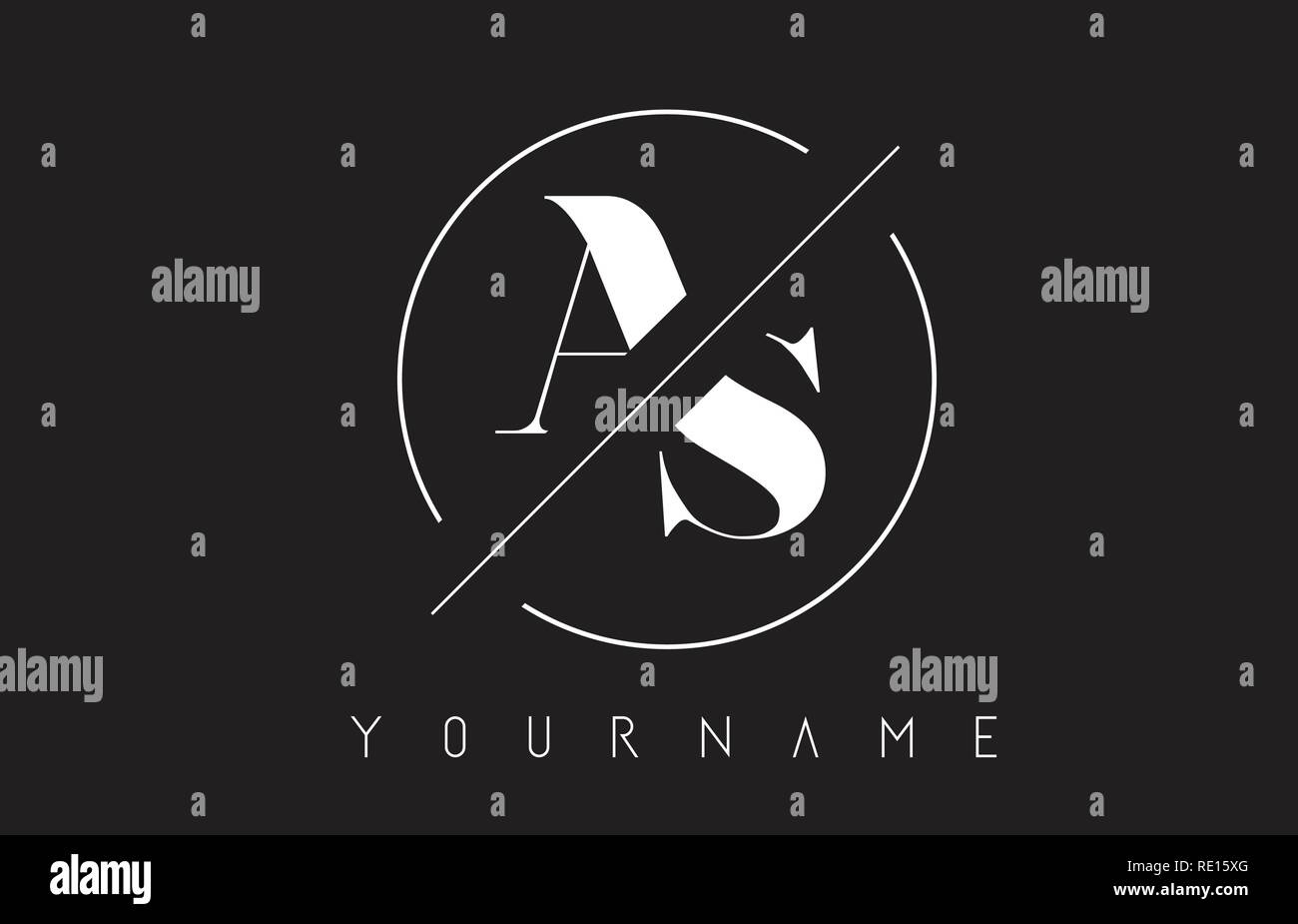 AS Letter Logo with Cutted and Intersected Design and Round Frame ...