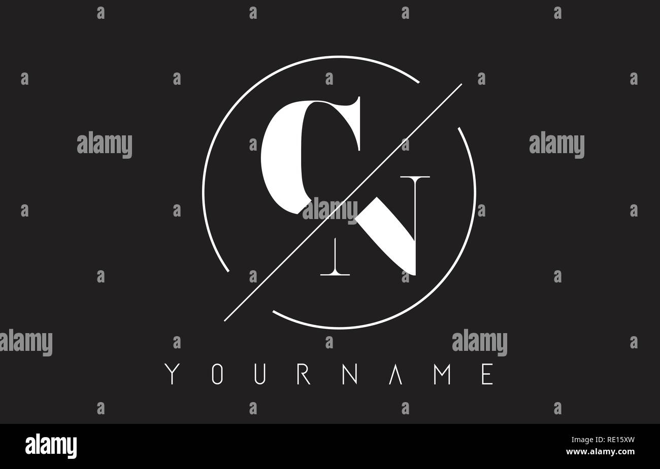 Cn Letter Logo With Cutted And Intersected Design And Round Frame Vector Illustration Stock Vector Image Art Alamy